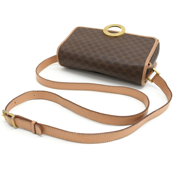 Celine Macadam Leather Circle Logo Crossbody Shoulder Bag Brown - Picture 7 of 9